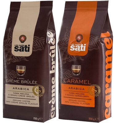 SATI KAWA zestaw 2 kaw smakowych CARAMEL + CREME BRULE 250g