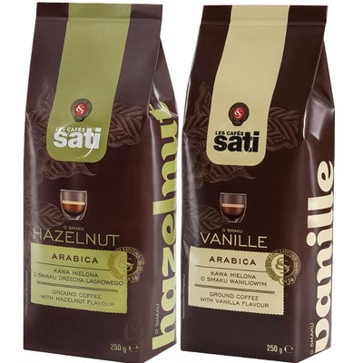 SATI KAWA zestaw 2 kaw smakowych mielonych VANILLE HAZELNUT