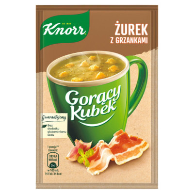 KNORR GORĄCY KUBEK zupa ŻUREK Z GRZANKAMI ŻUR bez glutaminianu sodu 17G