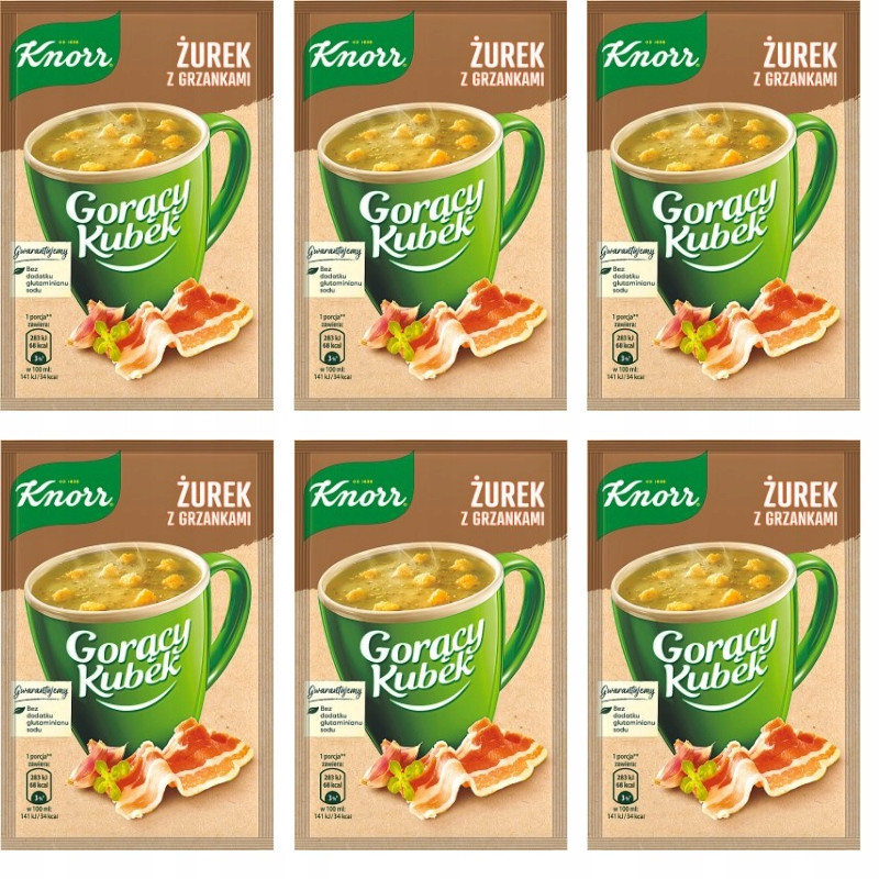 KNORR GORĄCY KUBEK zupa ŻUREK Z GRZANKAMI ŻUR bez glutaminianu sodu 17G