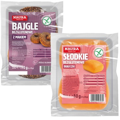 Naura BUŁECZKI BEZGLUTENOWE SŁODKIE 80G + BAJGLE