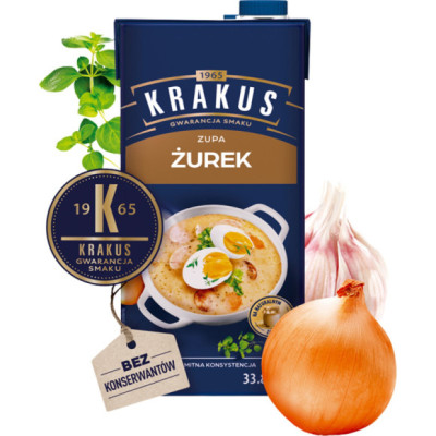 ZUPA ŻUREK NA NATURALNYM ZAKWASIE bez konserwantów 1000ml 1L KRAKUS karton