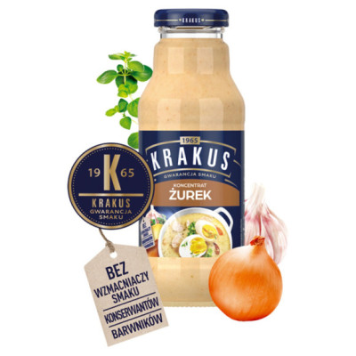 ŻUREK KONCENTRAT ŻURKU Żur 300ml 0,3L w butelce BEZ KONSERWANTÓW KRAKUS x1