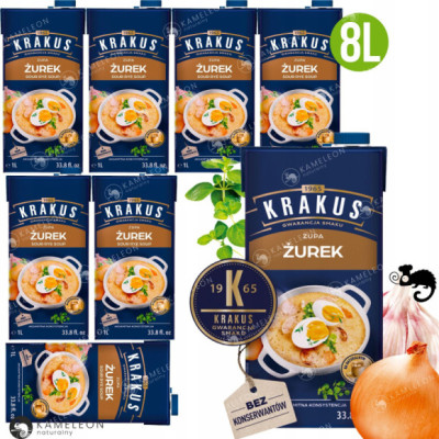 ŻUREK ŻUR gotowa ZUPA NA NATURALNYM ZAKWASIE 1000ml 1L KRAKUS karton x8 8L
