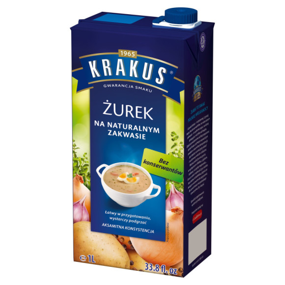 ŻUREK ŻUR gotowa ZUPA NA NATURALNYM ZAKWASIE 1000ml 1L KRAKUS karton x8 8L ŻUREK ŻUR gotowa ZUPA NA NATURALNYM ZAKWASIE 1000ml 1L KRAKUS karton x8 8L