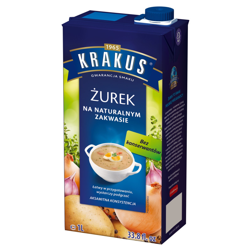 ŻUREK ŻUR gotowa ZUPA NA NATURALNYM ZAKWASIE 1000ml 1L KRAKUS karton x8 8L