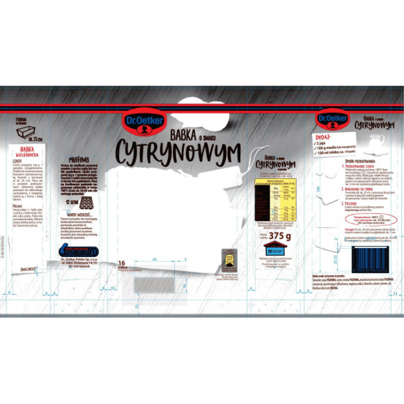 ciasto BABKA CYTRYNOWA o smaku CYTRYNOWYM 375g na 16 porcji DR.OETKER