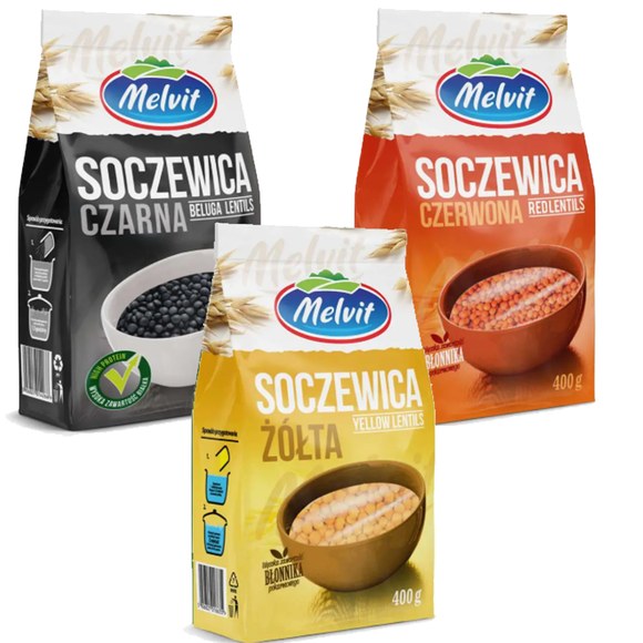 Melvit SOCZEWICA CZARNA BELUGA + CZERWONA + ŻÓŁTA mix 3