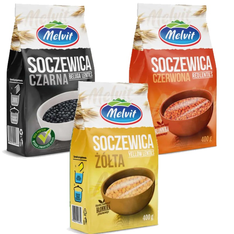 Melvit SOCZEWICA CZARNA BELUGA + CZERWONA + ŻÓŁTA mix 3