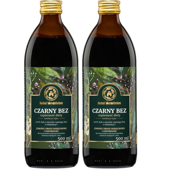 HERBAL SOK z CZARNEGO BZU 500ml wsparcie: DROGI ODDECHOWE