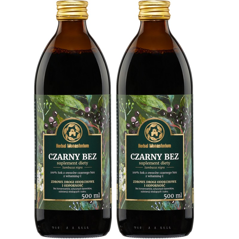 HERBAL SOK z CZARNEGO BZU 500ml wsparcie: DROGI ODDECHOWE