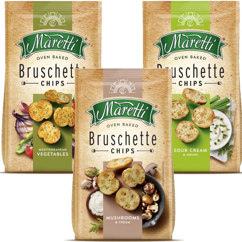 BRUSCHETTA MARETTI Chipsy Krążki chlebowe mix warzyw