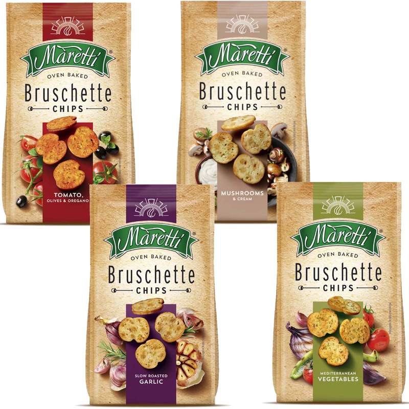 BRUSCHETTA MARETTI Chipsy Krążki chlebowe mix warzyw grzyby