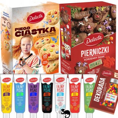 DELECTA Zestaw do wypieków 10szt CIASTKA PIERNICZKI FAJNY PISAK x7 POSYPKA