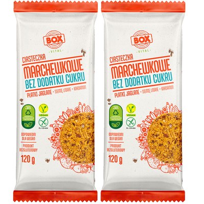 BOX MARCHEWKOWE WEGAŃSKIE CIASTECZKA BEZGLUTENOWE BEZ CUKRU