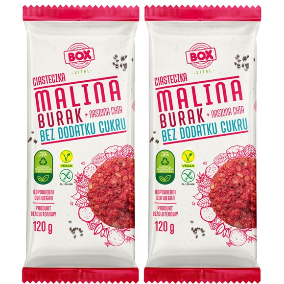 BOX bezglutenowe wegańskie CIASTKA CIASTECZKA MALINA