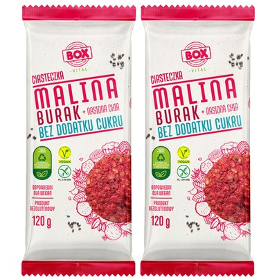 BOX bezglutenowe wegańskie CIASTKA CIASTECZKA MALINA