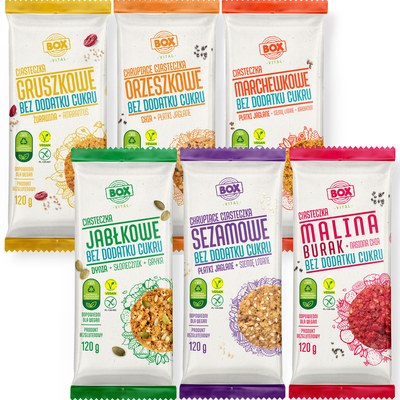 BOX bezglutenowe wegańskie CIASTKA CIASTECZKA 120g x6 MIX