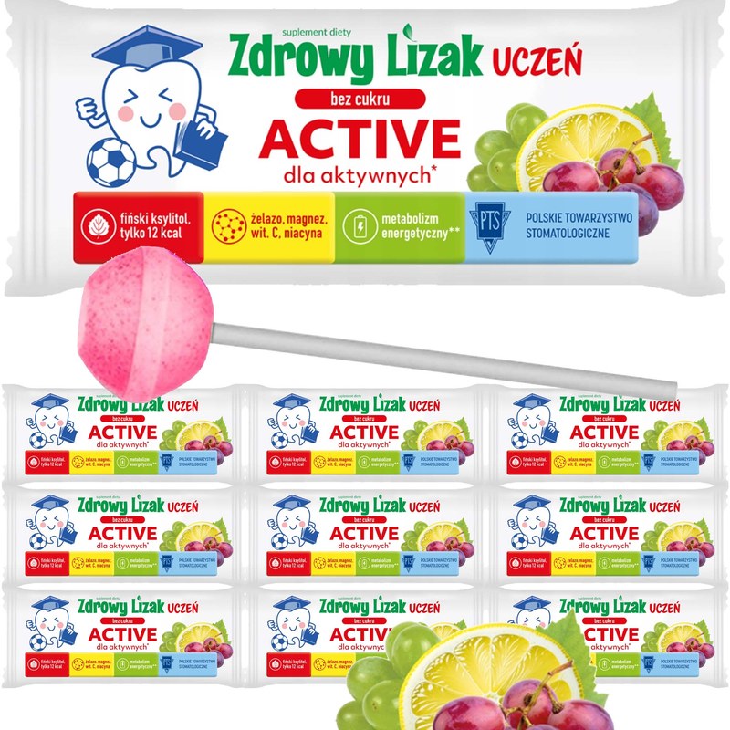 ZDROWY LIZAK BEZ CUKRU UCZEŃ ACTIVE DLA AKTYWNYCH winogrono