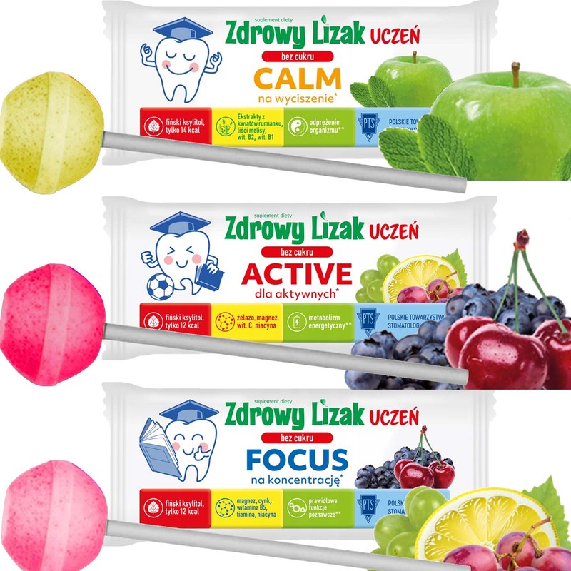 ZDROWY LIZAK BEZ CUKRU UCZEŃ FOCUS ACTIVE CALM 6g 3sztuki