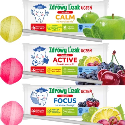 ZDROWY LIZAK BEZ CUKRU UCZEŃ FOCUS ACTIVE CALM 6g 3sztuki