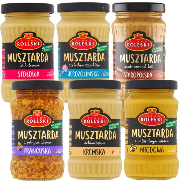 ROLESKI MUSZTARDA mix 6 smaków x175g aż 1,05kg
