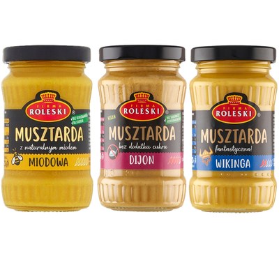 Roleski MUSZTARDA zestaw mix 3 smaków x175g aż 525kg