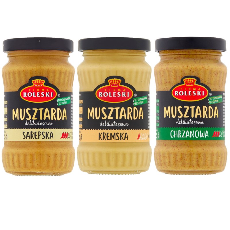 ROLESKI MUSZTARDA mix 3 smaków x175g aż 525g