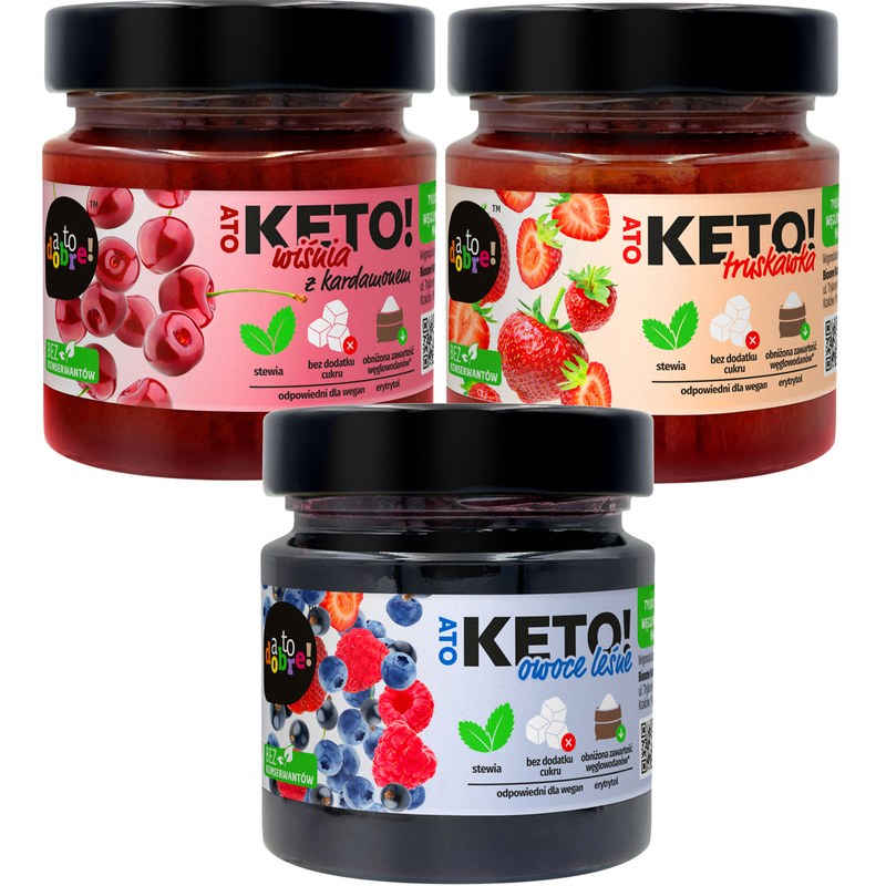 A to Dobre KETO Wiśnia Truskawka Owoce Leśne 31kcal 200gx3