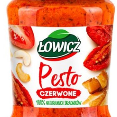 Łowicz PESTO CZERWONE Z ORZECHAMI ARACHID. i WŁOSKIMI