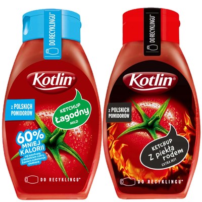 Kotlin KETCHUP 60% MNIEJ KALORII ŁAGODNY 410g + KETCHUP Z
