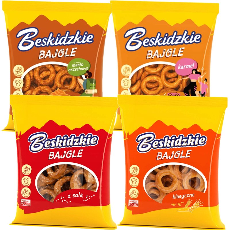 4x BESKIDZKIE BAJGLE KLASYCZNE + Z SOLĄ + KARMEL + KREM