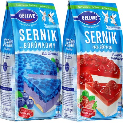 GELLWE ciasto SERNIK NA ZIMNO BORÓWKOWY + KLASYCZNY MIX 2