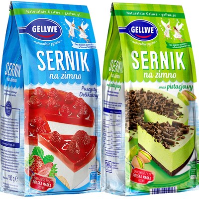 GELLWE ciasto SERNIK NA ZIMNO PISTACJOWY + KLASYCZNY MIX 2