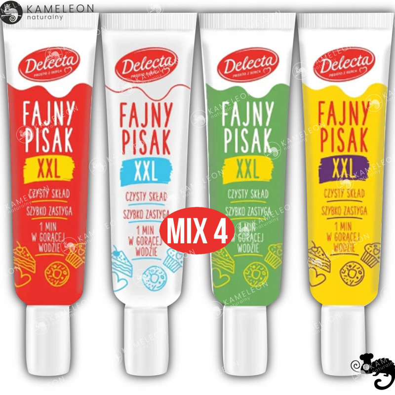 Delecta FAJNY PISAK XXL do dekoracji BIAŁY CZERWONY ŻÓŁTY ZIELONY mix 4 szt