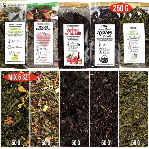 KAMELEON kulinarny Herbata ŚWIĄTECZNA mix smaków ZESTAW 5 x