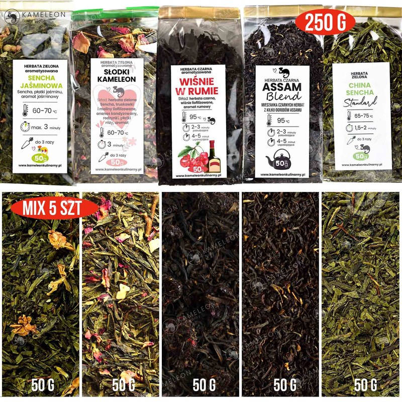 KAMELEON kulinarny Herbata ŚWIĄTECZNA mix smaków ZESTAW 5 x