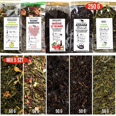 KAMELEON kulinarny Herbata ŚWIĄTECZNA mix smaków ZESTAW 5 x