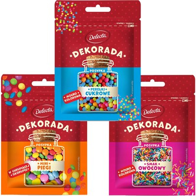 Delecta DEKORADA posypka SMAK OWOCOWY CUKROWE PEREŁKI i