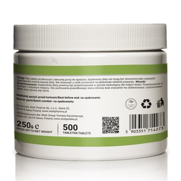 Wish CHLORELLA 500 tabletek 250G pomoc OCZYSZCZENIE