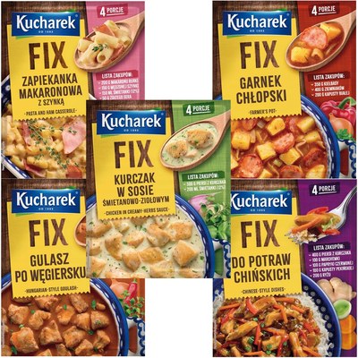 Kucharek FIX mix 5 szt GARNEK CHŁOPSKI GULASZ ZAPIEKANKA