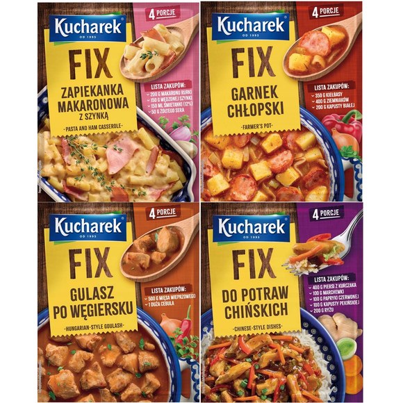 Kucharek FIX mix 4 GARNEK CHŁOPSKI ZAPIEKANKA GULASZ WĘG