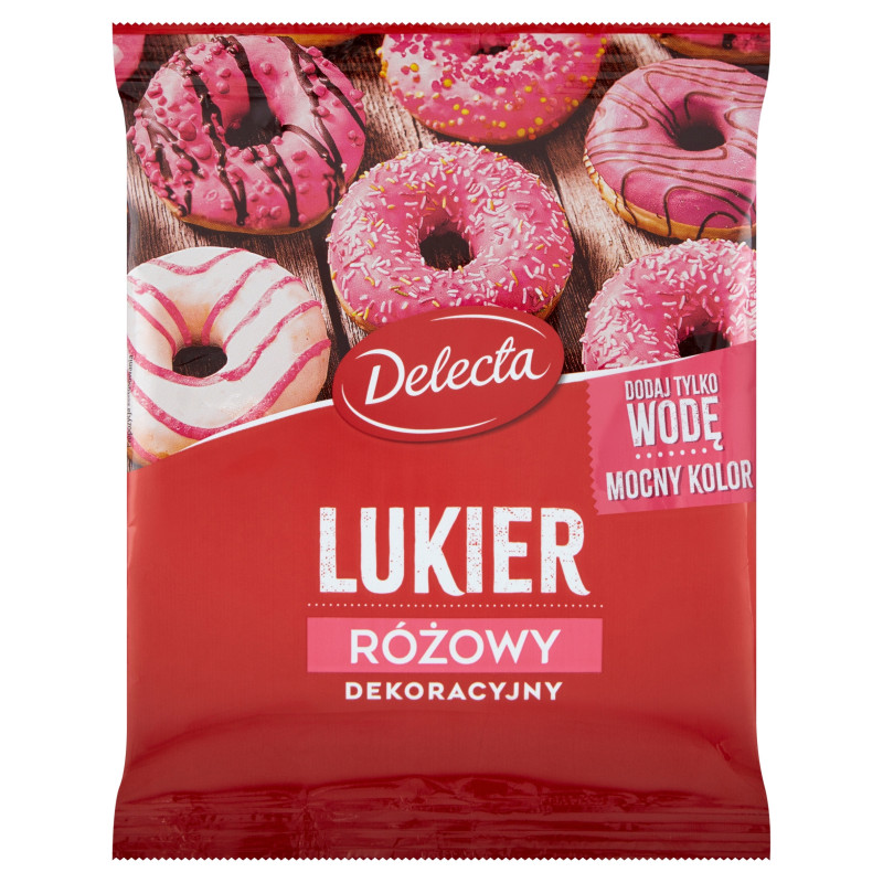 Delecta LUKIER DEKORACYJNY RÓŻOWY RÓŻ do wypieków ciast deserów tortów 80g