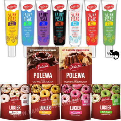 Delecta ZESTAW DO DEKORACJI CIAST FAJNY PISAK x7 FAJNA POLEWA x2 LUKIER x4