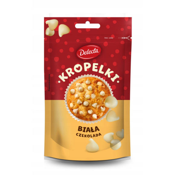 POSYPKA KROPELKI BIAŁA CZEKOLADA DEKORACJA DO CIAST TORTÓW DESERÓW 80g POSYPKA KROPELKI BIAŁA CZEKOLADA DEKORACJA DO CIAST TORTÓW DESERÓW 80g