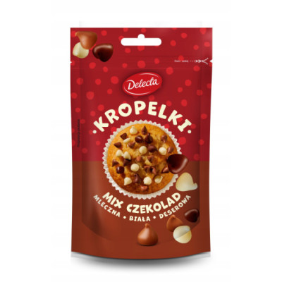 POSYPKA KROPELKI MIX CZEKOLAD Biała Mleczna Deserowa DEKORACJA DO CIAST 80g