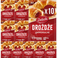 DELECTA DROŻDŻE UNIWERSALNE INSTANT SUSZONE 8g na 0,5KG MĄKI x10szt 80g