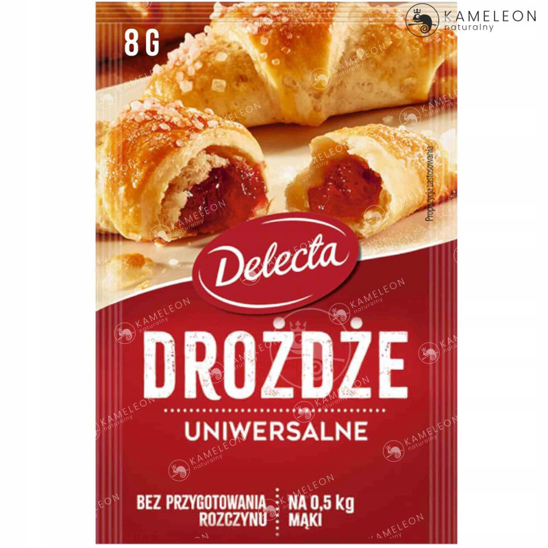 DELECTA DROŻDŻE UNIWERSALNE INSTANT SUSZONE 8g na 0,5KG MĄKI x10szt 80g
