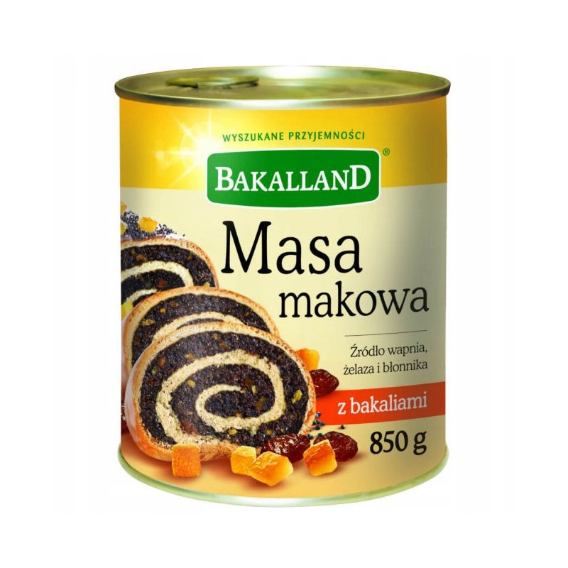 BAKALLAND MASA MAKOWA Z BAKALIAMI DO CIAST I DESERÓW puszka 850g 0,85KG