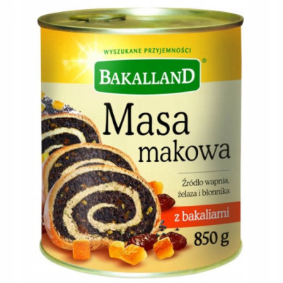 BAKALLAND MASA MAKOWA Z BAKALIAMI DO CIAST I DESERÓW puszka 850g 0,85KG